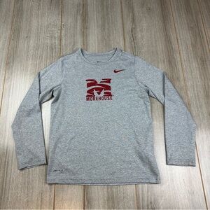 Morehouse College T-Shirt Boys S Long Sleeve Nike Dri-Fit Gray *flaw